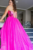 Blue/light pink/pink/black Shiny Sequins BlueTulle Sweetheart Formal Evening Dresses Long Prom Dresses HZ1023