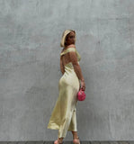 Yellow/blue fashionable simple mermaid strapless long satin Ball gown, prom dress, evening dress, party dress HZ1023