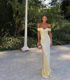 Yellow/blue fashionable simple mermaid strapless long satin Ball gown, prom dress, evening dress, party dress HZ1023