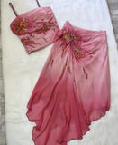 Pink Gorgeous Exquisite Beaded Spaghetti Strap Long Chiffon Elegant Suit Ball Gown Evening Dress Party Dress Prom Dress HZ1023