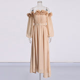 Senior Famous Party Dress 2025 Summer New Three-Dimensional Flowers To Receive Waist Dress Woman 68HZ