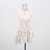 Morning Dew Flower Mist Sleeveless Skirt Floral Lace Dress 2025 New Female Summer Collar Crooge Ponpong Skirt Dress Dress 68HZ
