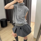 / Fashion Bow Flower Crotch Short Skirt College Style Skirts 2024 New Model 68HZ