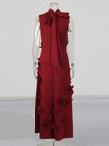 French Retro-Style Niche Walking Show 2025 Summer New Round-Neck Sleeveless Design Long Three-Dimensional Floral Dress 68HZ