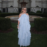 Court Style Elegant Dress 2025 Summer New Hanging Neck Sleeveless Back Design Lotus Leaf Side Dress Solid Color Woman 68HZ