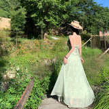 French Holiday Wind And Flowers Hanging Dress Fairy Summer Dress Design Super Fairy Temperament Long Dress 68HZ