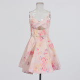 French Retro [Singhua Land] Holiday Wind Sling Skirt Print Sexy 2025 Folded Dress New Female New 68HZ