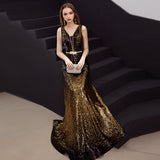 Lein Evening Dress Women In The Spring Of 2025 New Gradient Thin Car Model Long Show Show Performance Dress 68HZ