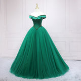 Green One-Word Shoulder Evening Dress Thin Adult Ceremony Vocal Art Exam Year Performance Party Host Fashion Dress 68HZ