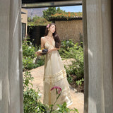 French Pure Wind Seaside Holiday Dress Female Sanya Sexy Hanging Neck Long Dress 68HZ