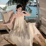 2024 New Seaside Tour Slings Bare Back Gentle Wind Holiday To Take Pictures Beach Dress Long Dress Summer 68HZ