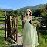 French Holiday Wind And Flowers Hanging Dress Fairy Summer Dress Design Super Fairy Temperament Long Dress 68HZ