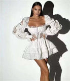 24 Autumn Niche Trendy Holiday Sexy Square Collar Low Chest Waist Short Top + High Waist Skirt Suit 68HZ