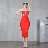 New Solid Temperament Palette With Bra Strap Dress Sexy Diamond Party Dress Dress 68HZ