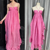 / Fashion Lotus Leaf Side Bra Dress 2024 New Loose Temperament Casual Holiday Dress 68HZ