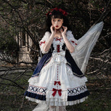 Original Court White Snowy Lolita Women's Short-Sleeved Dress Everyday Cute Lolita Sweet Dress 6345 68HZ