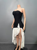 New Black And White Bumpy Brae With Dressing Temperament Dinner High-End Light Evening Dress 68HZ