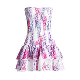 Sexy Holiday Style Dress 2025 Summer New Breast-Print Body-Wearing Short Skirt Girl With Lotus Leaf Side 68HZ