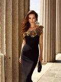 New Three-Dimensional Flower Women's Bandage Evening Dress Skinny Temperament Party Party With Hip Dress 68HZ