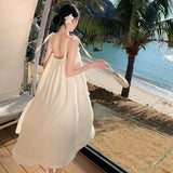 2024 New Seaside Tour Slings Bare Back Gentle Wind Holiday To Take Pictures Beach Dress Long Dress Summer 68HZ