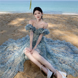 Beach Dress New Seaside Holiday Bohemian Long Dress Broken Floral Dress To Take Pictures Travel To Wear Super Fairy 68HZ
