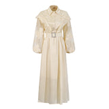 Temperament Fashion Elegant Style Dress 20254 New Collar Heavy Industry Embroidery Lotus Edge Lace Long 68HZ