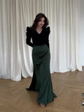 2024 Autumn Fashion Temperament Velvet Splicing V-Neck Intellectual Belt Long Dress 68HZ