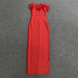 New Braided Tat-Carnated Feathers Elegant Tight-Bossed Party Party Dress Dress 68HZ