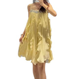 /25 Holiday Beads With Fluffy Sling Dress Spring 2025 New Super Fairy Sweet Short Skirt 68HZ