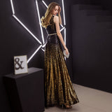 Lein Evening Dress Women In The Spring Of 2025 New Gradient Thin Car Model Long Show Show Performance Dress 68HZ
