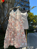 Evening Dress Temperament C High Value Light Luxury 2025 Spring And Summer New Heavy Industry Three-Dimensional Flowers Mesh Dress Dress Woman 68HZ