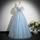 Blue Evening Dress Female Banquet Temperament 2025 New High-End Senior Host Art Examination Voice Dress 68HZ