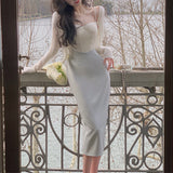 Fish Bone Thoracic Dress Women Summer Tight Body Chic Slings Niche Design Hepburn Wind Gibe Waist Skirt Party Dress Dress 68HZ