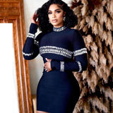 2024 Fashion Water Drill Bandage Dress Temperament Tight-Buff Party Dress Dress 68HZ