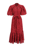 French Vintage Elegant Dress 2025 Summer New Single-Rebutted Embroidered Printed Dress With Short Sleeve Dress Woman 68HZ