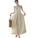 High-Level Temperament Niche Design V Tie Dress Pure Lusty Sexy Back Dress Woman 68HZ