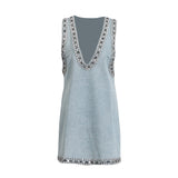 Dew-Back Sling Skirt Light Luxury Diamond Design 2025 Summer New High-End Small Dress Short Dress Dress Woman 68HZ