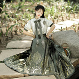 Original Mysterious Magic Chinese Style Improve The Chinese Element Of Women's Short-Sleeved Top Dress Dress Set 9065 68HZ