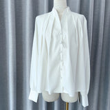 / Zhao Sanguan Elegant Collar White Shirt Single-Drace Commuting Top 2024 New 68HZ