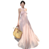 2024 New Summer Photo Wearing Hanging Neck Beach Dress Sanya Seaside Holiday Dress Woman 68HZ