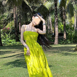 Sanya Travel Hanging Belt Trise Dress Skinny Beach Dress Women's Seaside Holiday To Take Pictures Of Waist Swings Long Dress Summer 68HZ