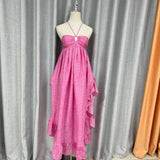 / Fashion Lotus Leaf Side Bra Dress 2024 New Loose Temperament Casual Holiday Dress 68HZ