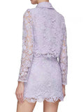 Trendy Star With Violet Hollow Water Lace Lace Lace Tie With Cardigan Top + Half-Body Skirt Set 68HZ