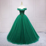 Green One-Word Shoulder Evening Dress Thin Adult Ceremony Vocal Art Exam Year Performance Party Host Fashion Dress 68HZ