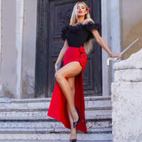 New Fashion Three-Dimensional Flower Banding Half-Body Skirt Sexy Open Party Half-Dress Skirt 68HZ