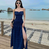 2024 Summer New Small Design Smeared Breast Dress High-End Dress Dress Holiday Beach Dress 68HZ