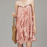 /25 Holiday Beads With Fluffy Sling Dress Spring 2025 New Super Fairy Sweet Short Skirt 68HZ