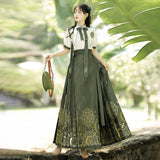 Original Mysterious Magic Chinese Style Improve The Chinese Element Of Women's Short-Sleeved Top Dress Dress Set 9065 68HZ