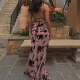 Women's New Sexy Screen Print Sling Skirt Body Temperament Floral Dress Holiday Dress 68HZ