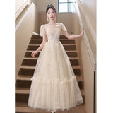Evening Dress Woman 2025 New Light Luxury Small High-End Small Banquet Senior Feeling Host Birthday Wedding Dress 68HZ